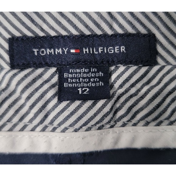 Tommy Hilfiger Women's Bermuda Shorts Size 12 Blue Stretch Cotton Blend - Picture 3 of 10